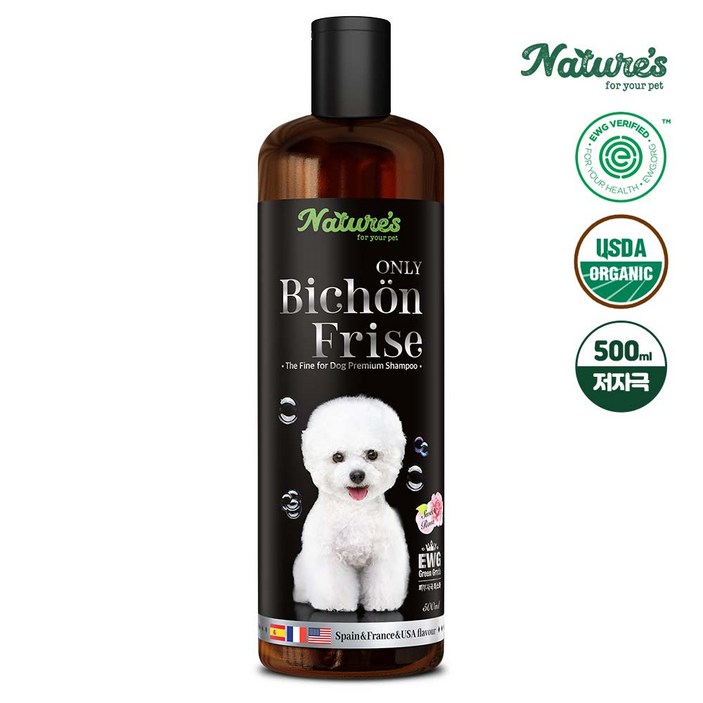 네이쳐스 EWG 그린등급 친환경 저자극 비숑 견종 강아지 보습샴푸 500ml, 1개 네이쳐스 EWG 그린등급 친환경 저자극 비숑 견종 강아지 보습샴푸 500ml, 1개