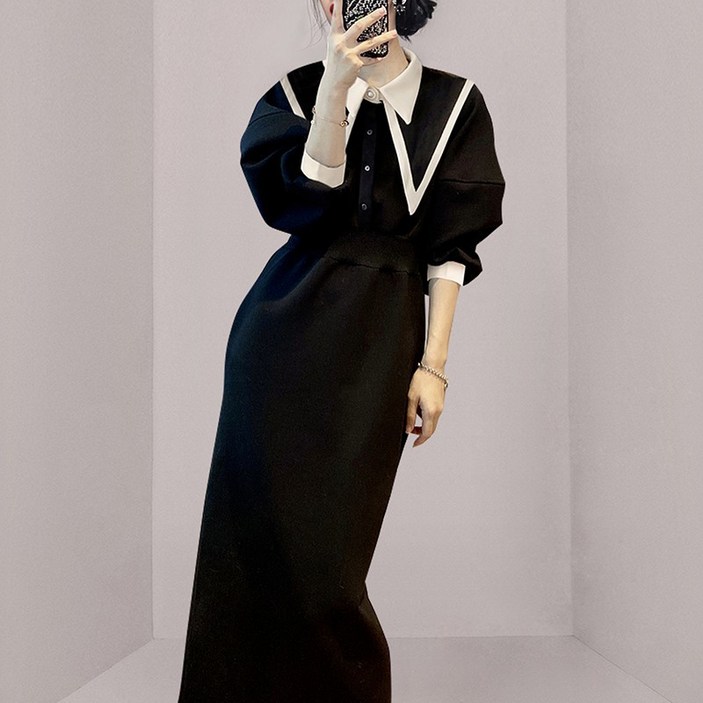 프렌치톤러마린넥양장원피스