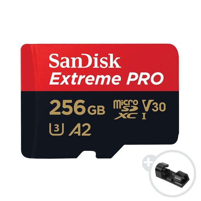 샌디스크 익스트림 프로 마이크로 SD 카드 + 데이터 클립, 256GB