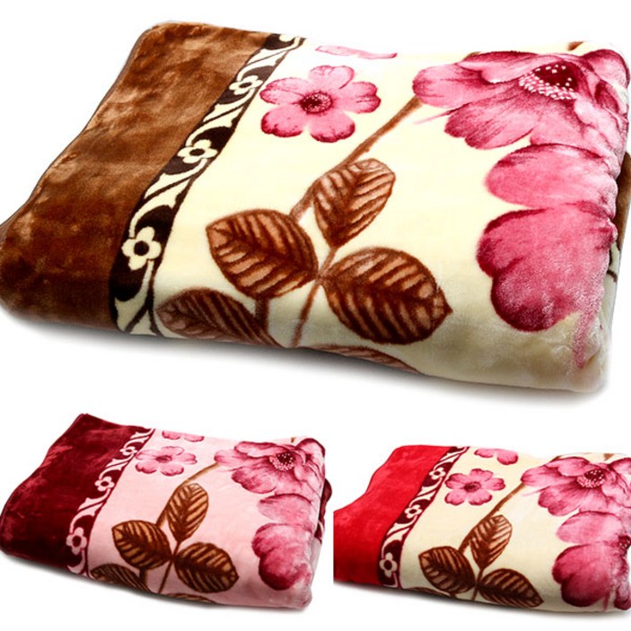 플라워 밍크담요 2호 140x200 국산 두꺼운 겨울담요 이불 꽃무늬담요 극세사담요