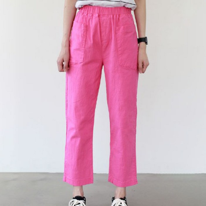 여성 린넨 일자 스판 여름바지 빅포켓 가볍다 시원하다 맘에든다 9603