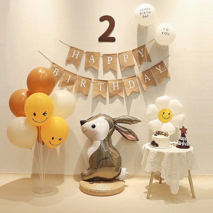 화예원 축하파티 장식 DIY 생일 풍선 모음, 1세트, 토끼B세트
