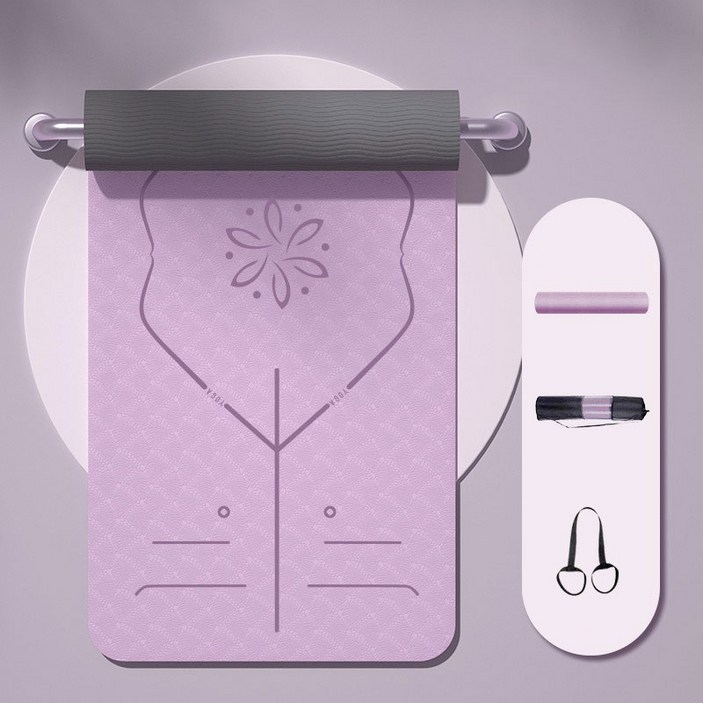 Tooliva 두꺼운 TPE 요가매트 미끄럼방지 홈트 냄새없는 운동 매트, 1개, 퍼플