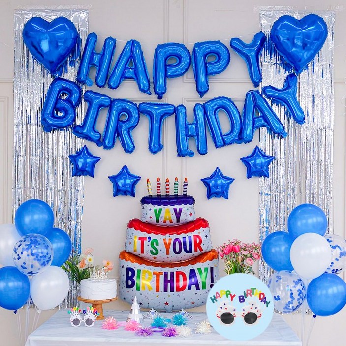 연지마켓 생일풍선 생일파티용품 세트, 캔들 블루B 연지마켓 생일풍선 생일파티용품 세트, 캔들 블루B