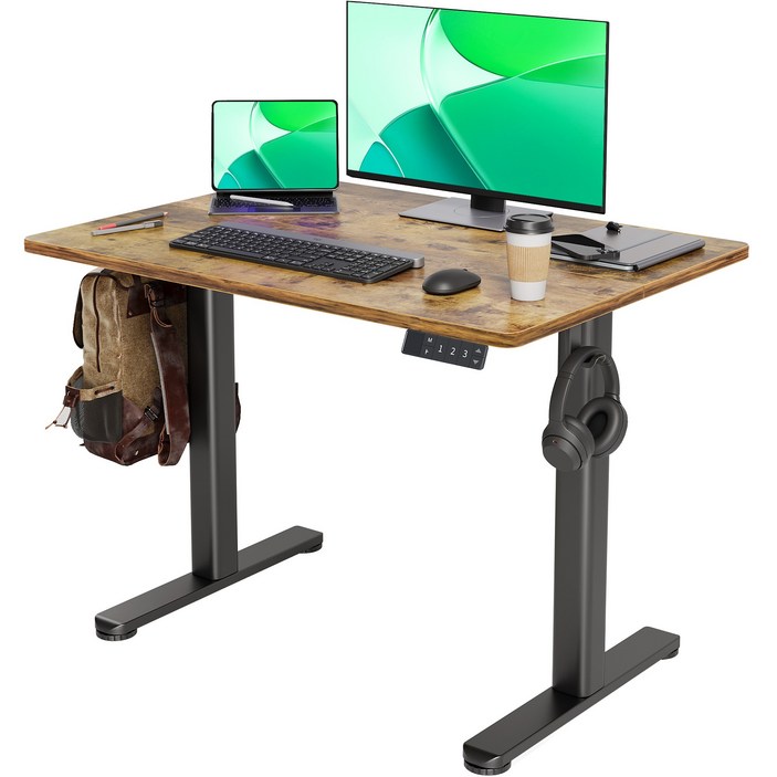 Claiks 높이조절 전동책상 모션데스크 공부 사무용 컴퓨터 책상 조절 스탠드 테이블, 복고