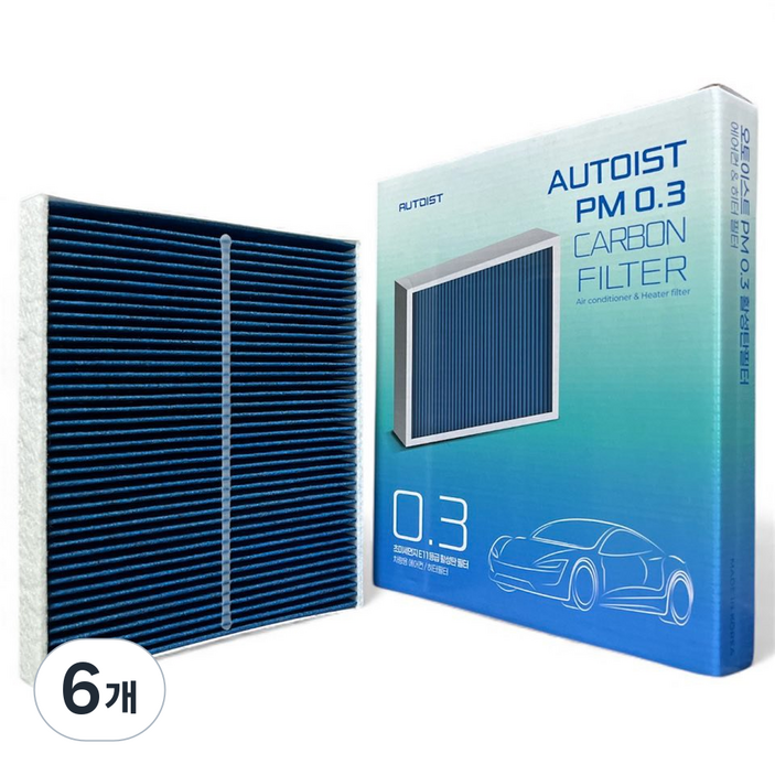 오토이스트 PM0.3 르노 뉴SM5 플래티넘 노바 올뉴SM7 노바 활성탄 에어컨필터, 6개, S04