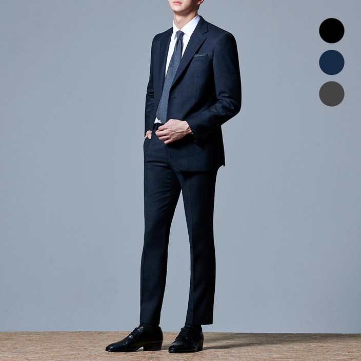 맨잇슈트 남성용 솔리드 기본핏 베이직 정장 상하의 세트