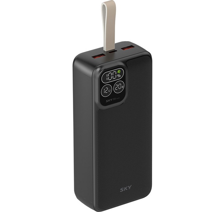 스카이 필 PD 30 22.5W LCD 디스플레이 고속 충전 보조배터리 30000mAh, 블랙, SKYPD30