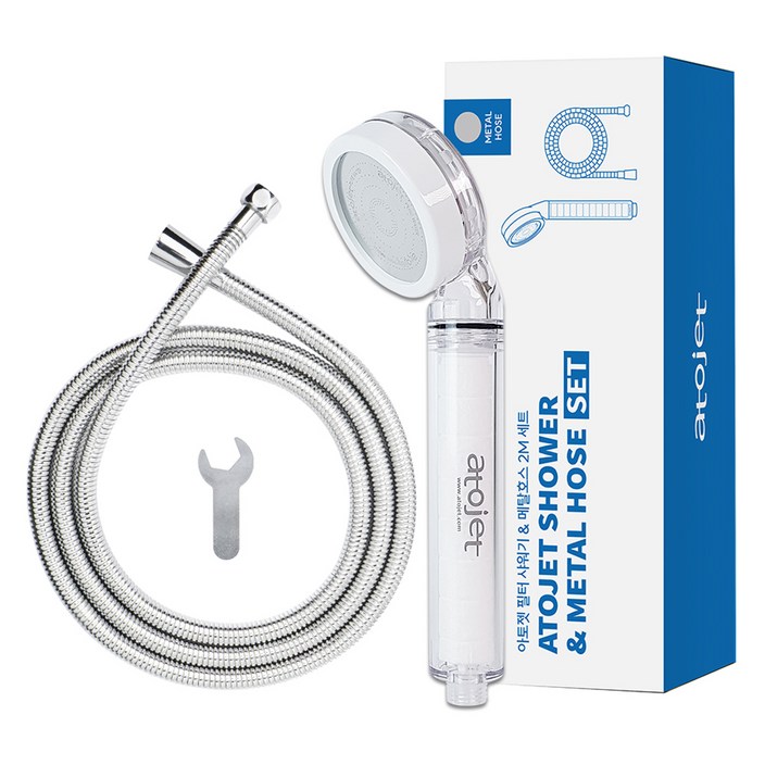 아토젯 필터 샤워기 + 메탈 호스 2m 세트, 1개, 혼합색상