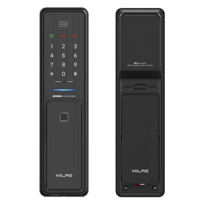 밀레시스텍 푸시풀 지문인식 스마트 도어락 블랙