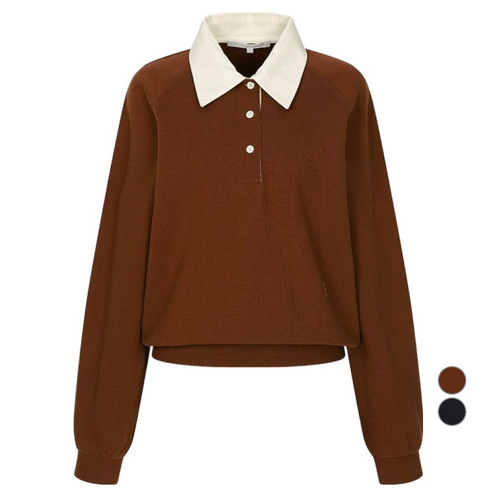 올리브데올리브 여성용 카라 배색 래글런 면 맨투맨