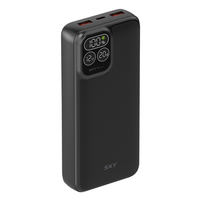 스카이 필 PD20 LCD 디스플레이 고속 충전 보조배터리 20000mAh 22.5W, SKYPD20, 블랙