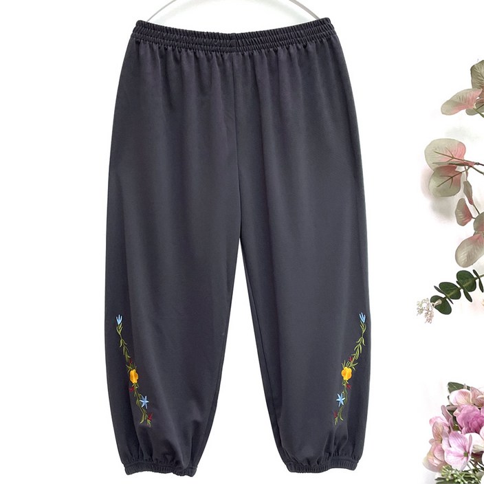 국민할매 할머니옷 봄가을 스판 밑단 꽃자수 몸빼바지KH088 중년의류 엄마옷 요양원옷
