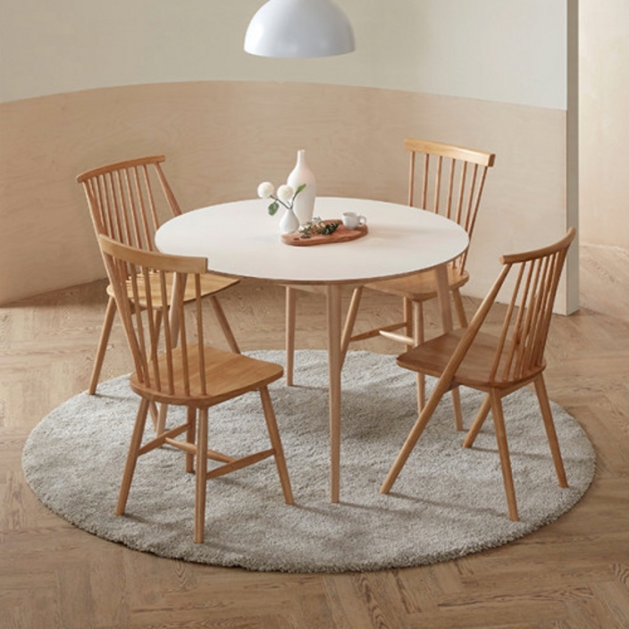 핀란디아 hpm 비치원목 화이트 원형테이블, 단일, 3인용