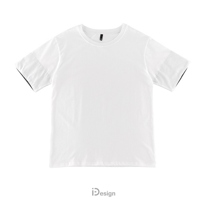 캐치 드 여름 간단한 일본 느슨한 면 보라색 안감 천 흰색 둥근 목 조수 남자 반팔 티셔츠