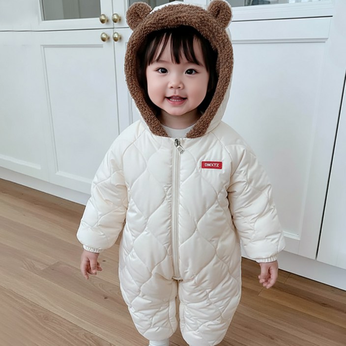 몽실이 퍼안감 패딩 방한우주복 아기 아동 겨울 귀달이 외출복 점프슈트 아우터