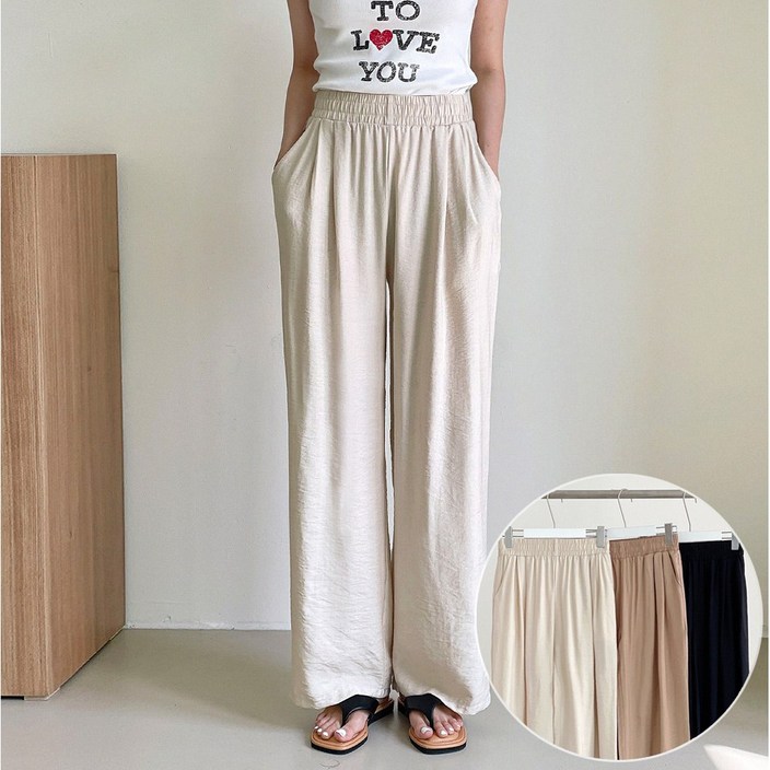 비비드글램 린넨 와이드팬츠 3color  F~XL