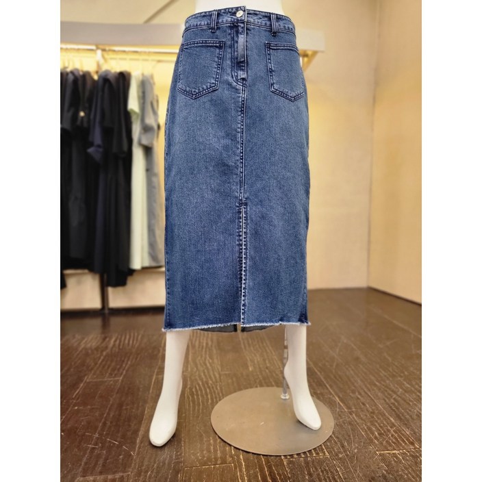 지컷패치 포켓 맥시 데님 스커트  뉴코아일산