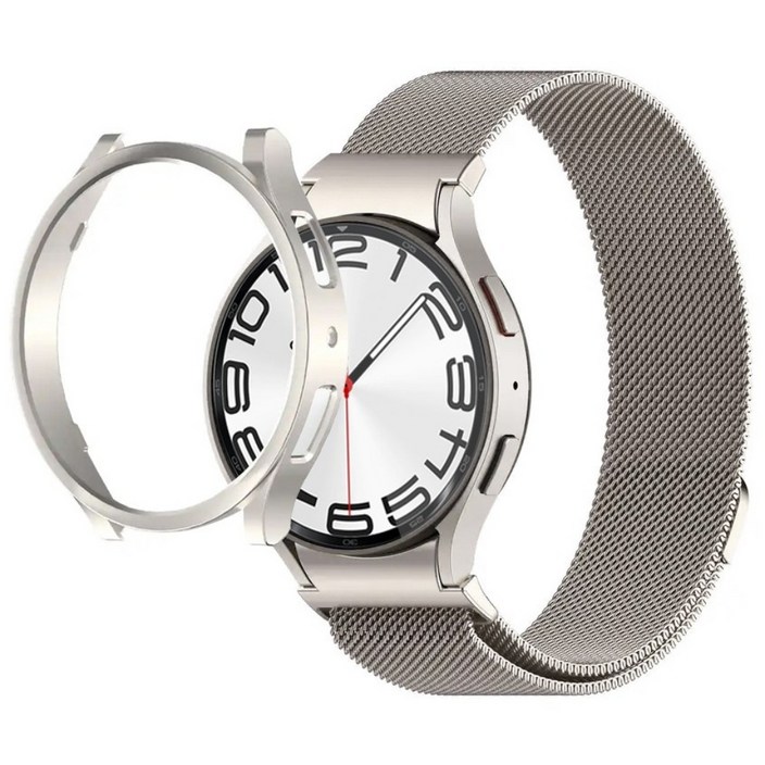 아이메이드잇 갤럭시워치 호환 밀레니즈루프 밴드 메탈 스트랩 케이스 세트, 스타라이트, 1개