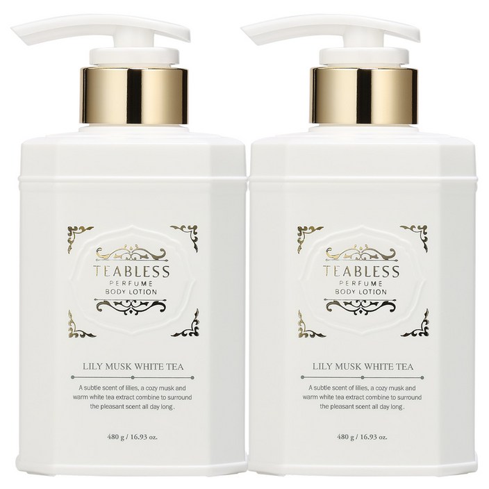 티블레스 퍼퓸 바디로션 릴리머스크 화이트티, 480g, 2개