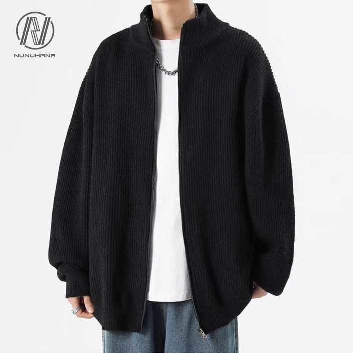 NUNUHANA 남성 빅사이즈 투웨이 골지 니트 집업 가디건 W19 NUNUHANA 남성 빅사이즈 투웨이 골지 니트 집업 가디건 W19