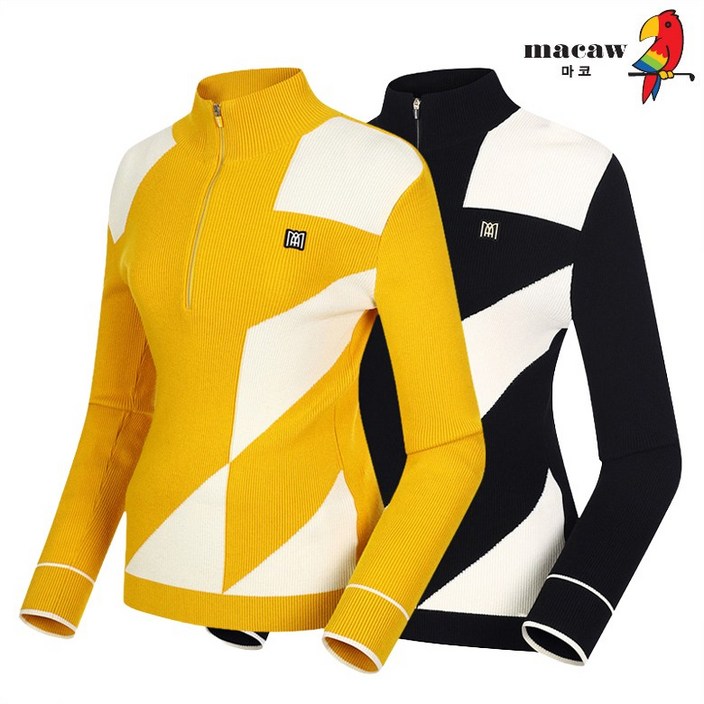 (여성)언발 배색 집업 니트 _MMW3SW02