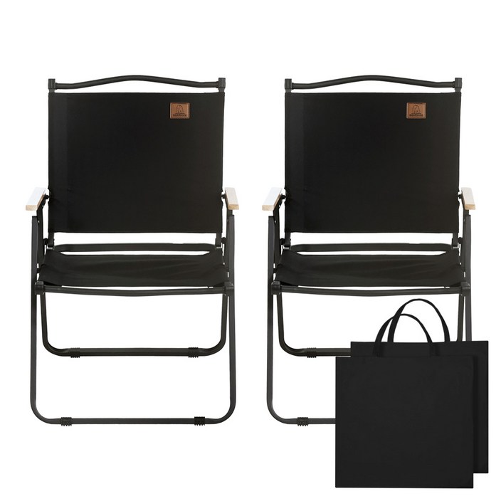 11 베어하이크 릴렉스 접이식 경량 캠핑 의자 대형, 블랙, 2개