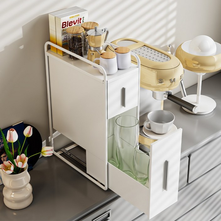 SengsoHome 다용도 철제 수납함  철제슬라이드수납함  주방 수납함  양념통 슬라이딩   슬라이드 수납함