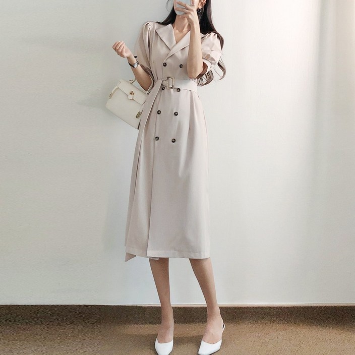 요시아나 당일발송 모니크 카라넥 더블단추 퍼프소매 벨티드 트렌치 스타일 롱 원피스 2컬러 요시아나 당일발송 모니크 카라넥 더블단추 퍼프소매 벨티드 트렌치 스타일 롱 원피스 2컬러