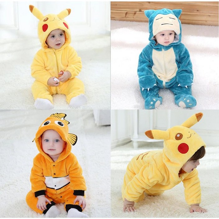 아기 우주복 패딩 포켓몬 피카츄 잠만보 니모 곰돌이 후리스 털옷 방한 베이비 슈트 겨울 신생아 50일 6개월