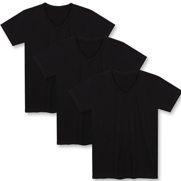 예스플러스 국내산 브이넥 무지 반팔면티 3P