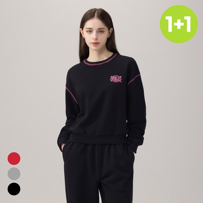 에버라스트 1+1 여성 맨투맨 미니쭈리 티셔츠 크롭 긴팔티