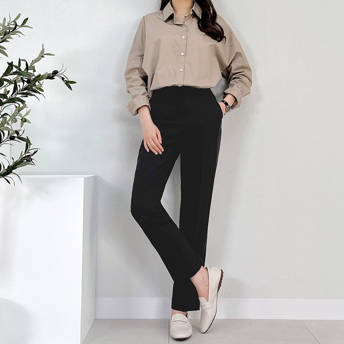 핏이 예쁘고 편한 어반이지 뒷밴딩팬츠 숏/기본/롱 3기장 빅사이즈여성의류 여성 스판 슬랙스 키작녀바지