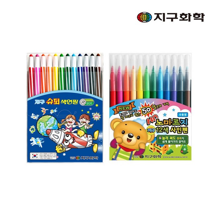 지구화학 슈퍼 색연필  노마르지 사인펜 세트, 1세트, 12색
