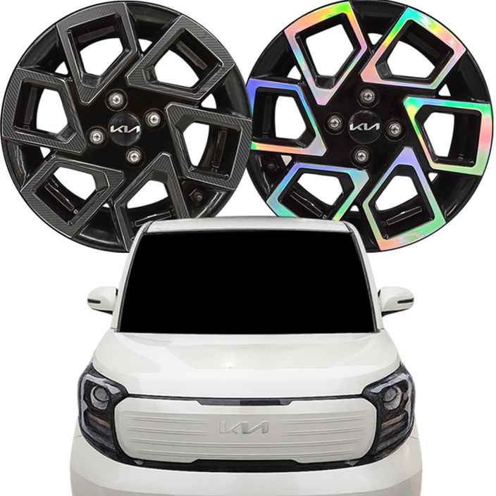 더 뉴 기아 레이 15인치 홀로그램  카본 휠 스티커, 4D 카본 스티커, 1개