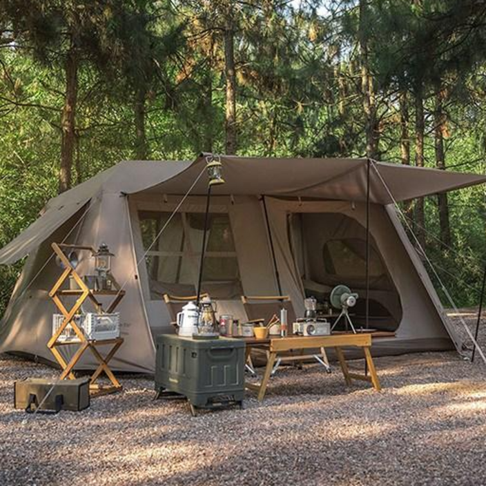 네이처하이크 빌리지 13 릿지 자동 텐트캐빈형 쉘터 오토 캠핑 감성 패밀리 원터치 리빙쉘, 브라운(티타늄 블랙코팅)