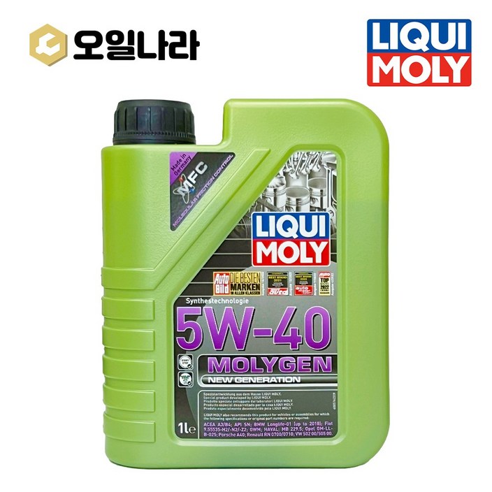 오일나라 리퀴몰리 몰리겐 뉴제네레이션 A3B3 5W40 1L, 1L, 1개