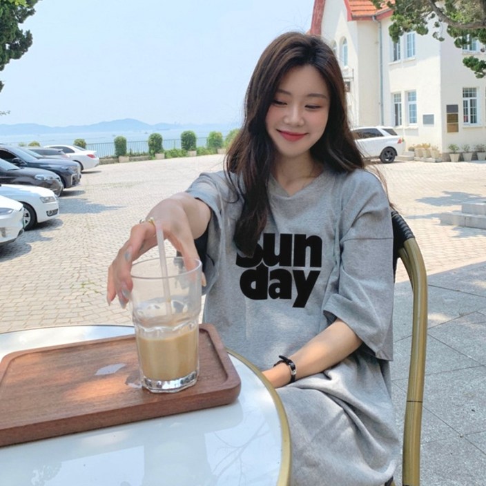 제니바코 부들부들 편안한 루즈핏 여름 반팔 원피스