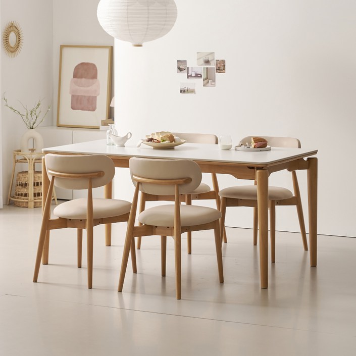 폴인퍼니 시에나  포세린 세라믹 식탁 1400 + 의자 4p 세트 4인용 방문설치