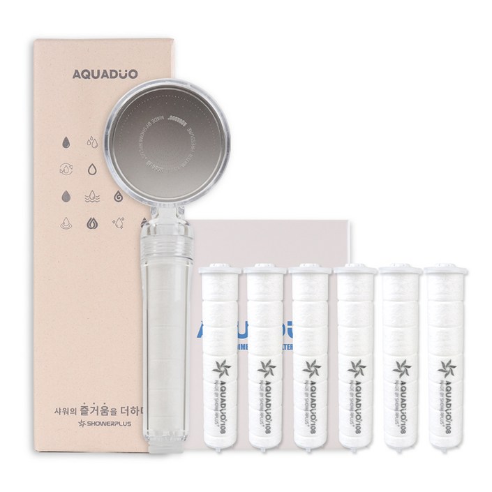 아쿠아듀오 SF580 필터샤워기 헤드  세디먼트 리필 6p 세트, 1개, 클리어