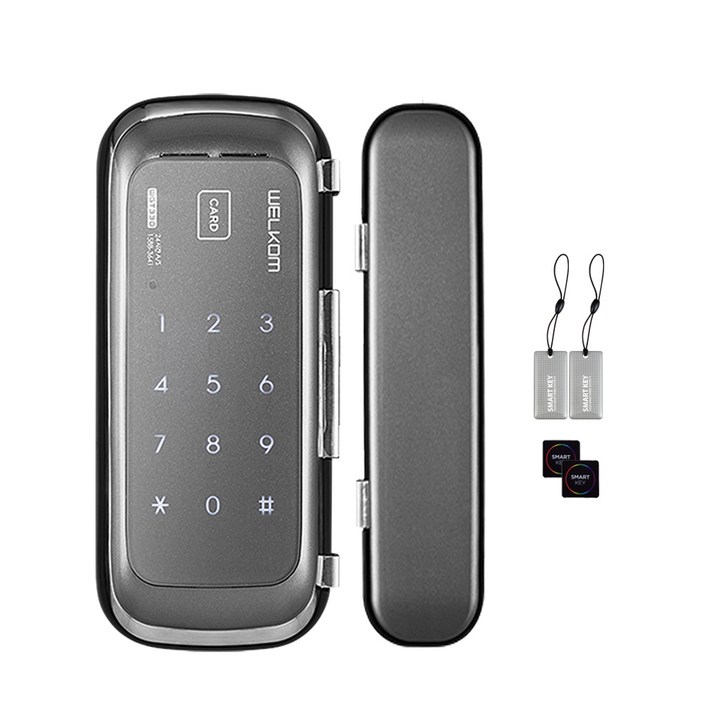 솔리티 양문유리문 전용 스마트 보조키 손잡이 없음 도어락 WGT330