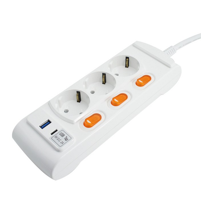 거성산업 USB 3구 멀티탭 4호 16A C타입 + 안전캡 랜덤발송 2p