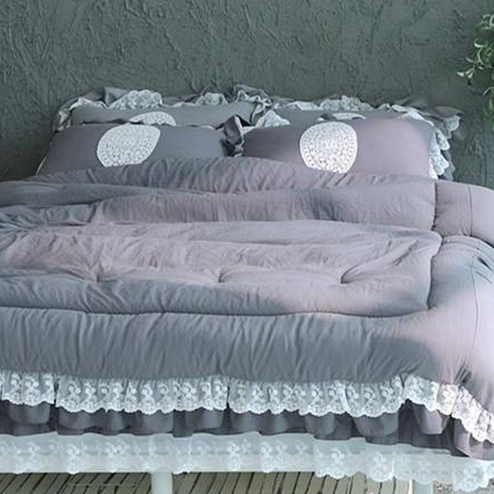 류금숙 프렌치향기 실키케어 프릴 차렵이불  베개커버  숏매트커버 세트