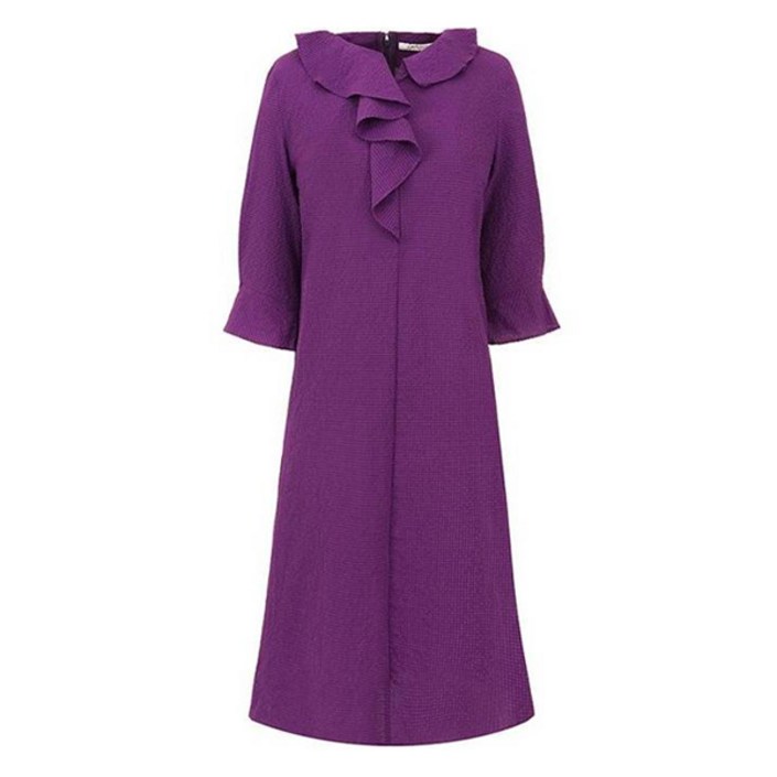 크로커다일레이디 버튼 포인트 소매 프릴넥 원피스 CLCMOP103