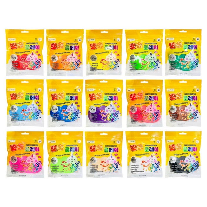 티니월드 뽀송클레이 15종 세트, 혼합색상, 50g, 1세트