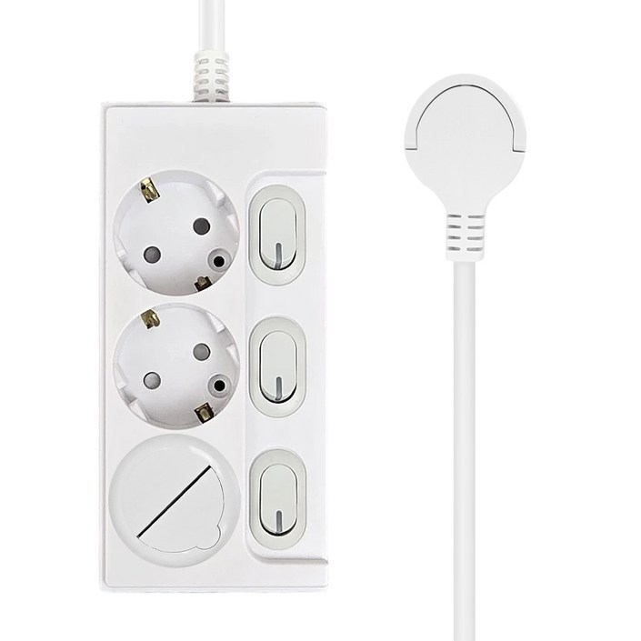 원스탑 재로갭 슬림 개별 스위치 멀티탭 3구 16A  안전커버