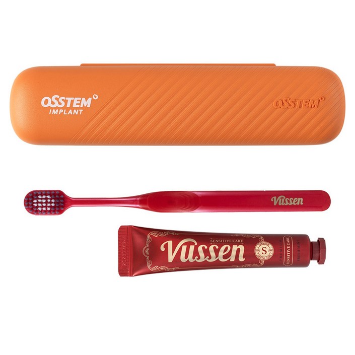 오스템파마 뷰센 휴대용 양치 케이스  S 시린이케어 치약 40g  칫솔 세트, 1세트