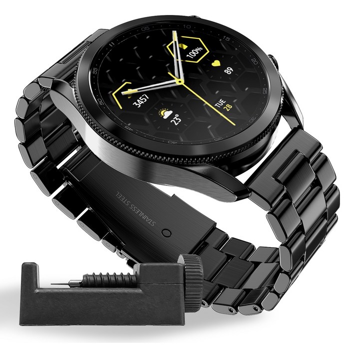 구스페리 메탈 스틸 밴드 스트랩 20mm, 블랙, 1개