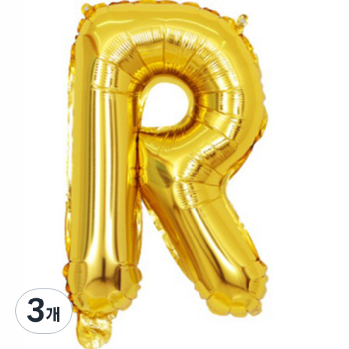 팡파티 레터링 알파벳 풍선 R 40cm, 골드, 3개 팡파티 레터링 알파벳 풍선 R 40cm, 골드, 3개
