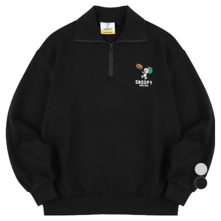클라이드앤 남성용 스누피 럭비 반집업 카라 맨투맨